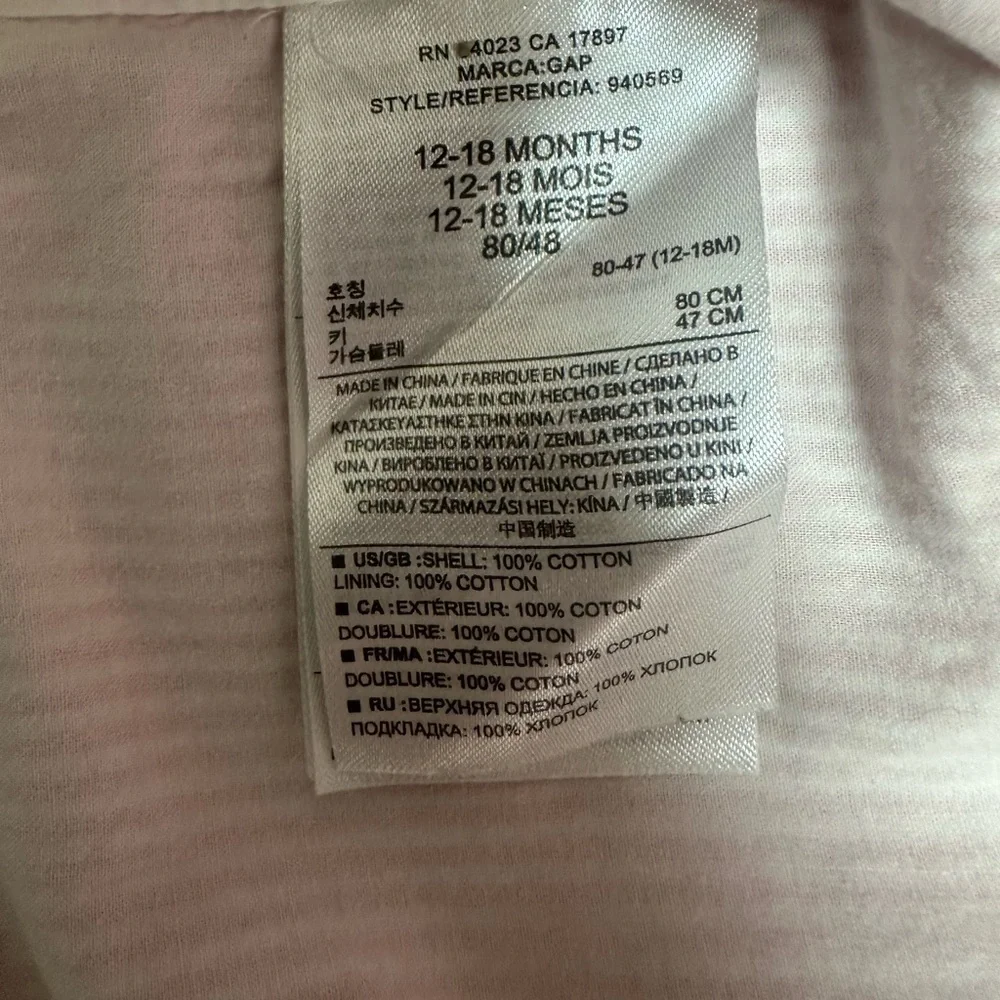 GAP Toddler Pink and White Seersucker Striped Dress, Size 12-18 M,‎ MSRP $36
